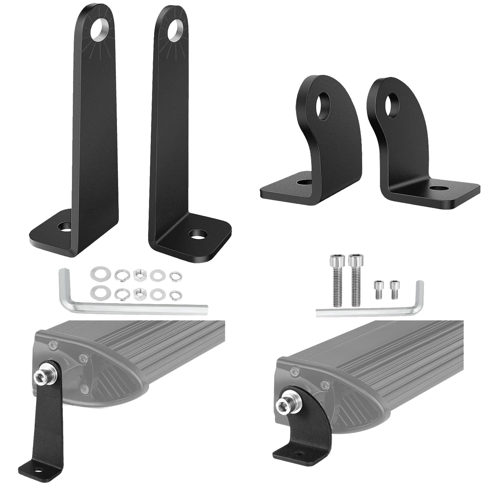 Photo 1 of SWATOW INDUSTRIES Light Bar Mounting Brackets 2 Pack Universal LED Light Bar Mounts for Single Row Straight/Curved Lights Bracket Side-Mounted L-Shape for Pickup Truck Wrangler ATV UTV