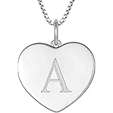 YL Initial Necklace 925 Sterling Silver Square/Round/Heart Letter Pendant A-Z Alphabet Polished Jewelry for Women