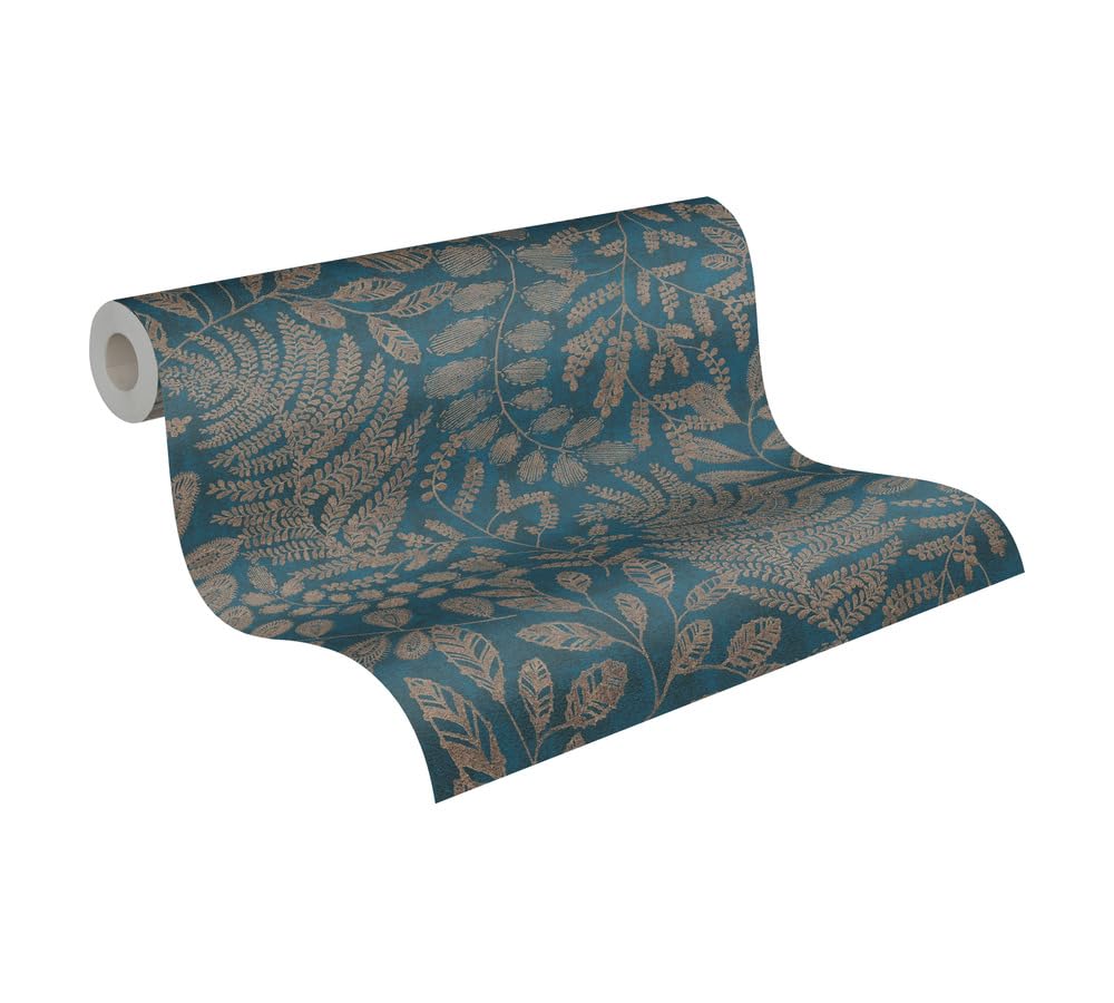 A.S. Création Flower Wallpaper Blue Gold The Bos 388304 Non-Woven Wallpaper Floral 10.05 m x 0.53 m Made in Germany