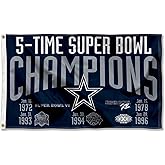 Dallas Cowboys 5X and 5 Time Super Bowl Champions Flag Outdoor Indoor 3x5 Foot Banner