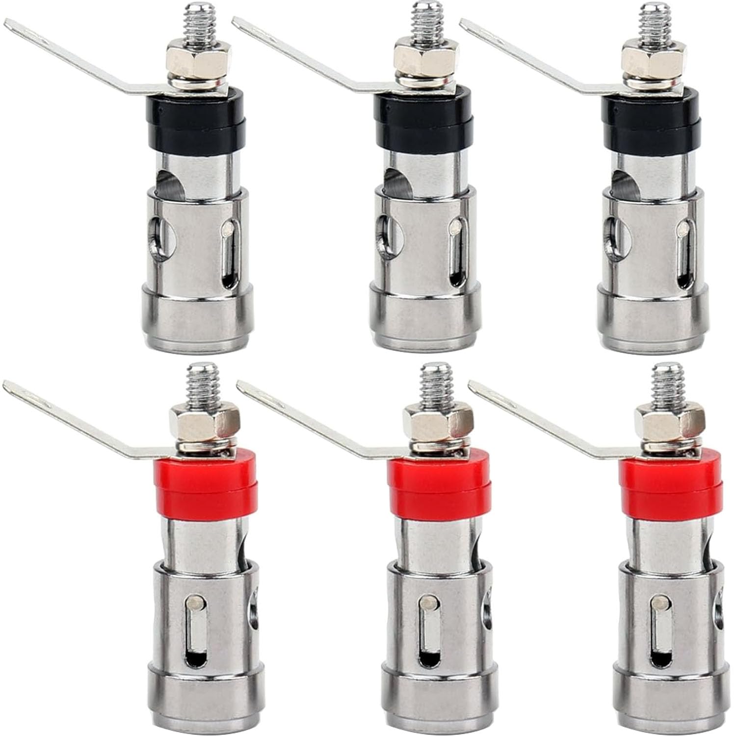 RUNCCI-YUN 6Pcs Amplifier Speaker Connector Binding Post Terminal Push Quick Type, Binding Post Spring Loaded Press Speaker Plugs for Hifi
