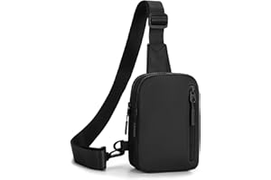 Viverte Small Sling Bag for Women Men 3 Pockets Lightweight Crossbody Bag Fanny Pack Two-Zipper Sling Backpack for Traveling Running Hiking (Black)