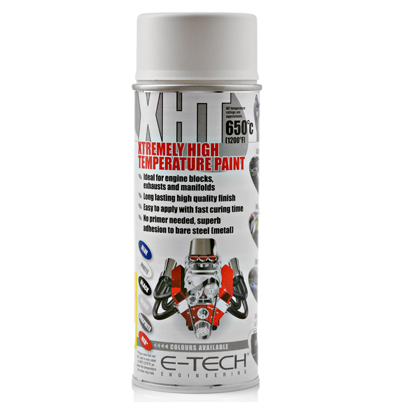 E-TECH XHT003 XHT White Extremely High Temperature Spray Paint 650'C - 400ml