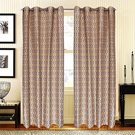 S9home Set Of 2 Geometrical Beige Room Darkening Door Curtains