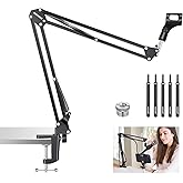 Neewer Microphone Arm Stand, Suspension Boom Scissor Mic Arm Stand with 3/8” to 5/8” Screw and Cable Ties Compatible with Blu