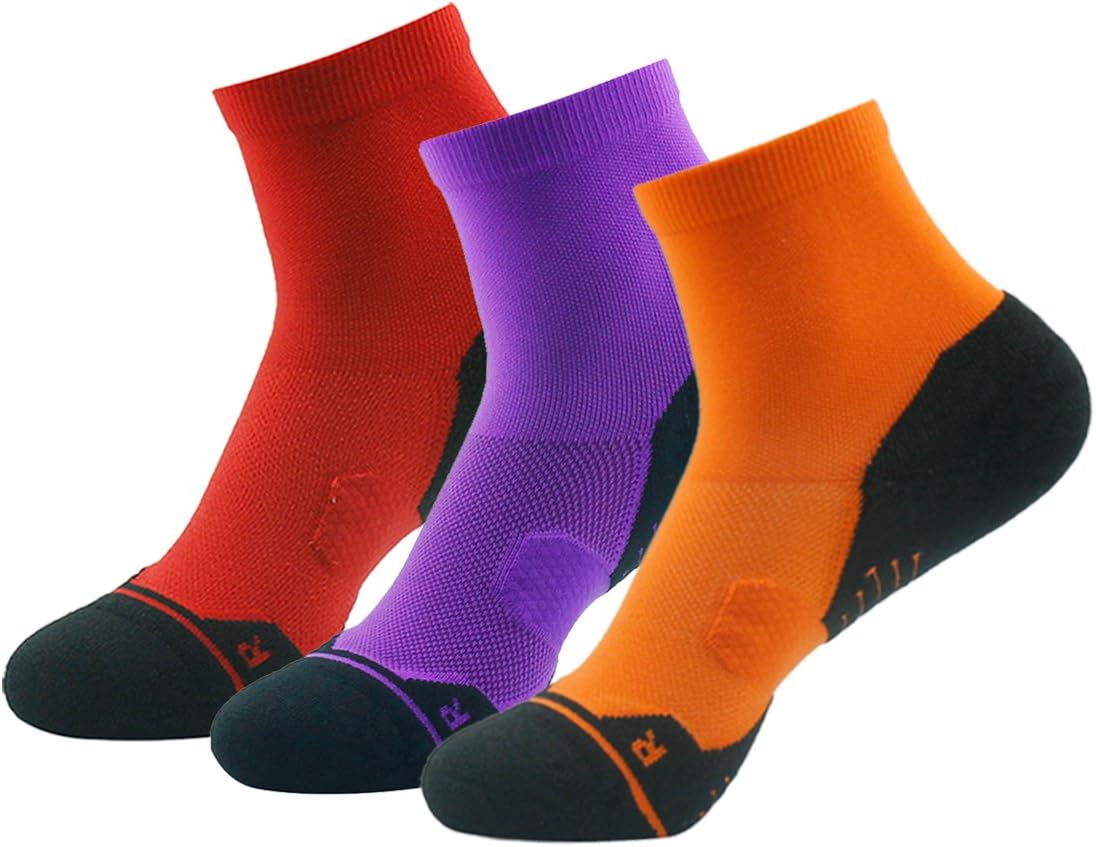 Running Socks Ankle Support, HUSO Men Women High Performance Arch Compression Cushioned Quarter Socks 1,2,3,4,6 Pairs