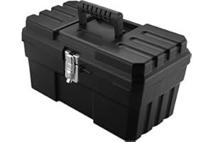Akro-Mils 09514 ProBox 14-Inch Plastic Toolbox for Tools, Hobby or Craft Storage Toolbox with Removable Tray, 14-Inch x 8-Inch x 8-Inch, Black