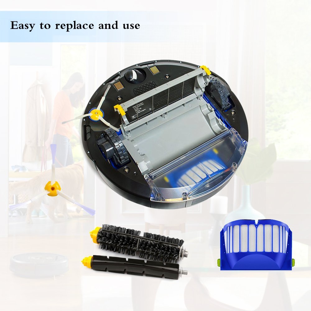 Replacement kit for iRobot Roomba series 600 Includes 2pcs Filter, 3pcs Side Brush, and 1pcs Bristle Brush and Flexible Beater Brush sold by CNASA