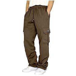 Men's Cargo Sweatpants Casual Fleece Joggers Loose