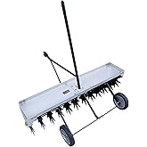 Yard Commander 42-Inch Tow Behind Spike Aerator for Lawn Tractor &amp; ATV, 12 Steel Spike Wheels, 2-Inch Aeration Depth, Universal Hitch, 70 lb Weight Tray, Powder-Coated Steel Frame