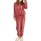 MEME XTRA Women's Coral Fleece Pajamas Set - Coral Velvet Fluffy Sleepwear Set with Relaxed Fit, Long Sleeve Top and Pants