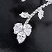 dnswez Leaf Shape CZ Cubic Zirconia Cluster 2 Finger Ring Adjustable Size for Women Girl