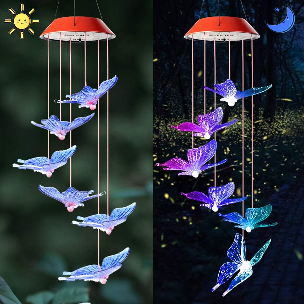 wind chimes outdoor, gifts for mom, solar wind chimes, butterfly wind chime, solar mobile butterfly, mom gifts, birthday gifts for mom, gardening gifts, wind chimes solar, windchimes unique outdoor : Garden & Outdoor