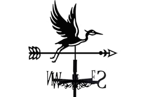 beinkmake Blue Heron Weathervane Metal Wind Vane Arrow Weathercock Garden Decoration Wind Direction Indicator Stake Roof Mount Ornament for Farmhouse Yard Outdoor