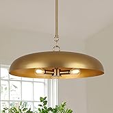LamQee 20 Inch Oversized Large Pendant Lights, 3-Lights Brushed Gold Modern Dome Chandelier, Farmhouse Metal Pendant Lighting