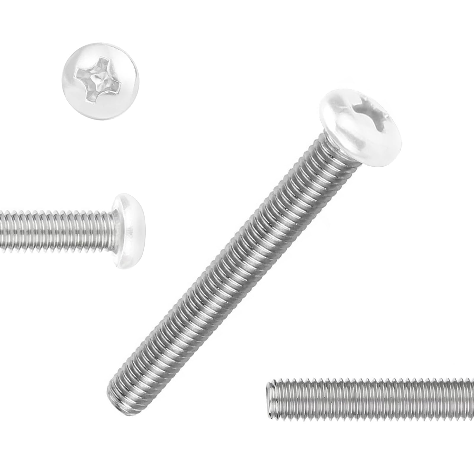 Photo 1 of QISHENG 100 PCS White Head #10-24X1 Stainless Steel Phillips Pan Head Machine Screws,DIY,Repair,Install Furniture and Electrical Appliances Screws,Stainless Steel 18-8 A2(304) Screw