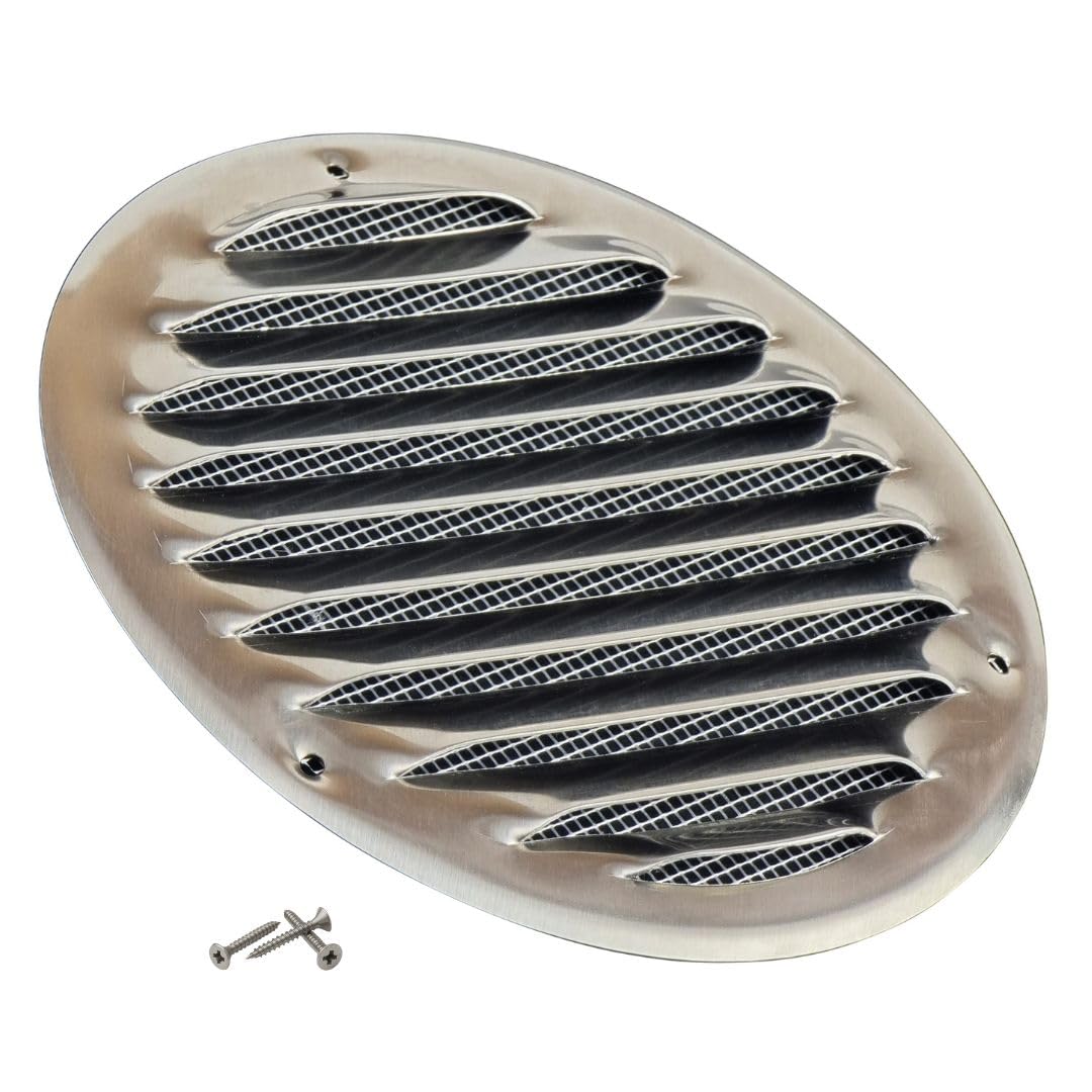 Steinberg14 Stainless Steel 125mm Metal Air Vent Cover with Insect Mesh - 5 inch Round Ventilation Grille