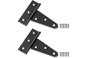 HTHOOOOOME 4 Inch T-Strap Shed Door Hinges, 2 Pack Heavy Duty Tee Hinge, T-Gate Hinges, Gate Strap Hinges, Black Wrought Hardware for Wooden Fences, Barn Door, Shed Doors
