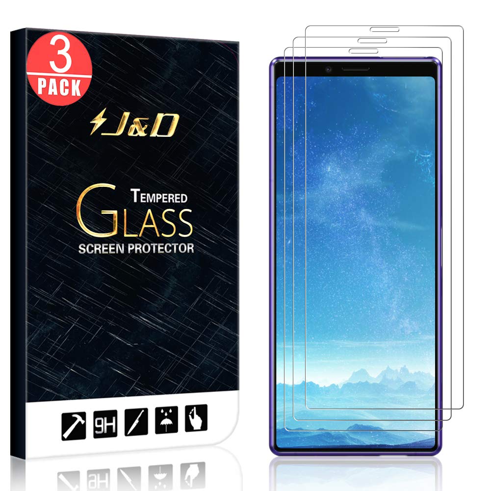 J&D Compatible for Sony Xperia 1 Glass Screen Protector (3-Pack), Tempered HD Clear Ballistic Glass