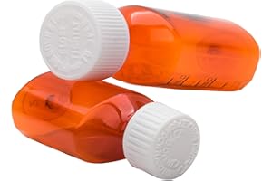 AVG Packaging Supplies Liquid Amber Oval Sample Bottles with Push & Turn Caps – Child Resistant Pharmacy Prescription Medicine Containers, 2oz Vials (25ct)