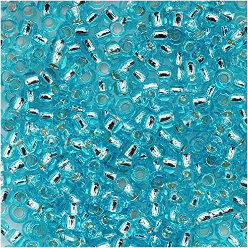 Toho Round Seed Beads Size 11/0, 23 Silver-Lined Aquamarine Beads 2.5" Tube, Apprx. 8 Grams, Imported 2.2mm Japanese Seed Beads for Jewellery Making, Beading, Embroidery, Bead Crochet etc.