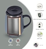 Ideus 470ml Double Wall Stainless Steel Coffee Mug Gray 16oz view 2