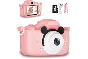 Kids Camera, Gavonde 1080P 4X Digital Zoom Camera for Kids Age 3 4 5 6 7 8 9 Boys and Girls, 20MP HD Children Toddler Camera Birthday Gift with 32GB SD Card(Pink)