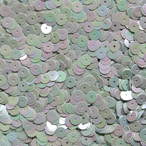 6mm Flat Round Sequins ~ Antique Light Seafoam Aqua Opaque Iris Rainbow Iridescent ~ Made in USA. Loose paillettes for embroidery, bridal, applique, arts, crafts, and embellishment.