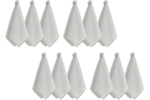 L Linen World Linen Kitchen Towels Set of 12,100% Linen Decorative Tea/Kitchen Towels 14 x 14 Inch,Stone Washed European Flax Linen Dish Towels,Light Grey