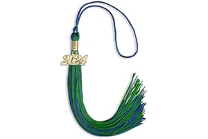 Endea Graduation Mixed Double Color Tassel with Gold Date Drop (Royal Blue/Green, 2024)
