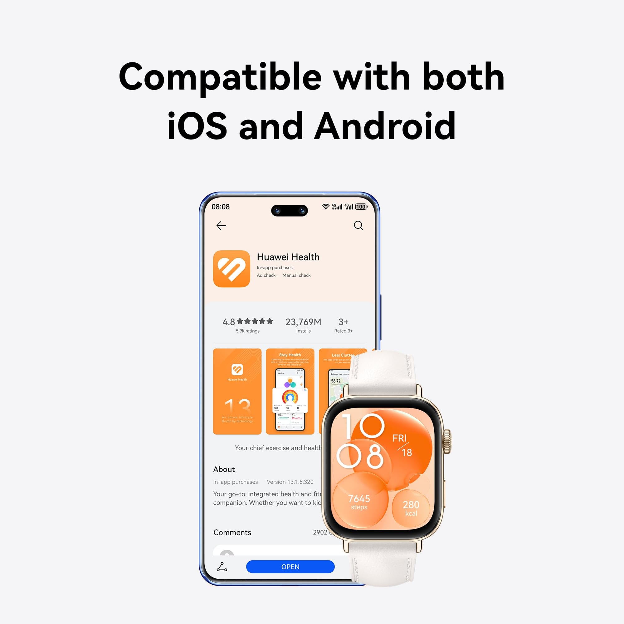 HUAWEI WATCH FIT 3 Smartwatch for men women, iOS & Android, Up to 10 Days Battery Life, Bluetooth Calls, GPS Smartwatch, Aluminum Case, AMOLED Display, Health&Fitness Tracker, Gray Nylon