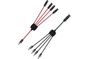 Solar Panel Y Branch Connectors 1 Pair of 1 to 4 Parallel Connector 1000V 30A Cable Wire Plug Tool Kit for Most Conventional 