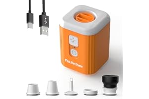Portable Air Pump for Inflatables，Electric Mini Air Pump for Inflatables Portable with Camping Lantern and 5 Nozzles, Inflate