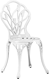 Yaheetech 3 Piece Patio Bistro Set White Aluminum Table 2 Chairs Rose Vine view 4