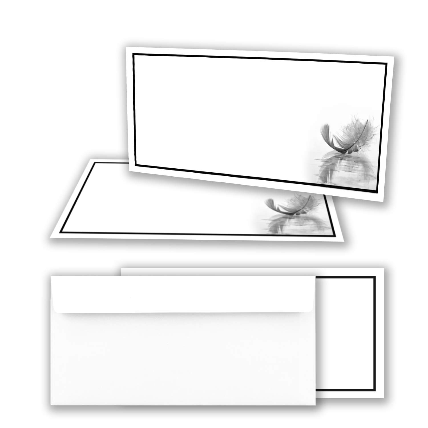 Mourning papers by GUSTAV NEUSER 10x Mourning cards set with envelope DIN LANG motif black mourning frame with feather thank you cards mourning without window dignified condolence card