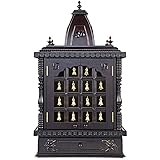 Aakaar Idols & Temples Handcrafted Wooden Temple/Mandap/Pooja Mandir/Home Temple Design for Home & Office - 18" with Special Bell Doors