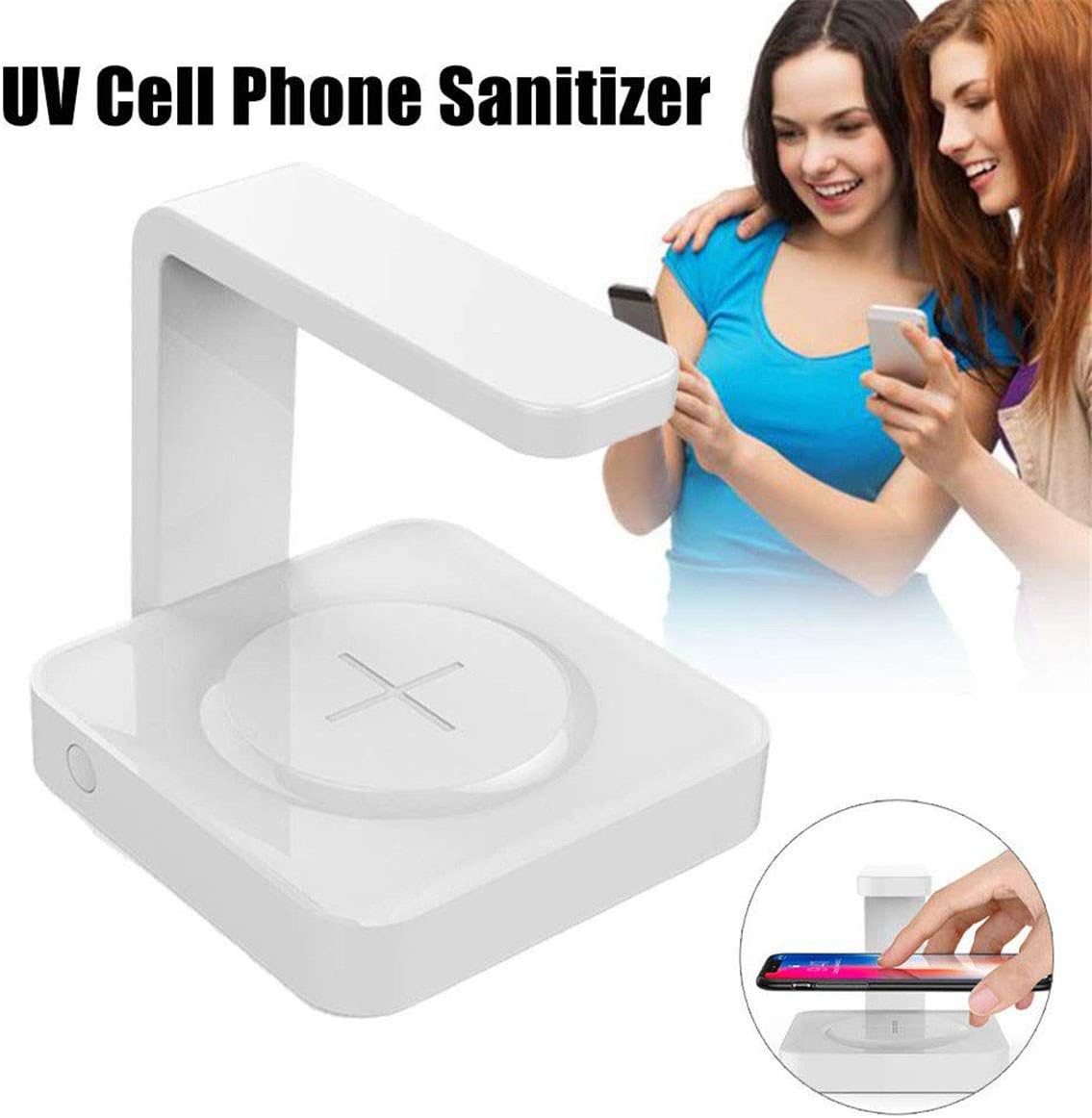 GJNWRQCY UV Cell Phone Sanitizer, Portable UV Smartphone Sanitizer, Universal Wireless Charger Phone Cleaner with USB Charging,White