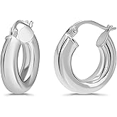 Sterling Silver Polished Finish Round-Tube Hoop Earrings 4mm Wide 15mm-30mm Diameter