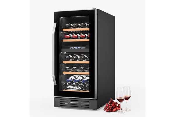 ROVSUN Dual Zone Beverage Refrigerator, 26 Bottle Fridge with Glass Door & Digital Temperature Control, Built-in/Freestanding/Under Counter Wine Cooler Chiller for Champagne, Beer