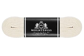 Mount Swiss© Luxury-Schnürsenkel, 1 Paar Flache Schnürsenkel aus 100% Baumwolle, reißfest, 7 mm breit, Längen 45-200 cm