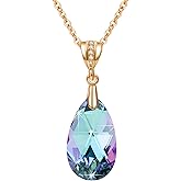 Austrian Crystals Teardrop Pendant Necklace for Women 14K Gold Plated Eco-friendly Brass Hypoallergenic Jewelry