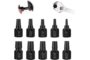 YUUNHEG 10 Pcs Heavy-Duty Hex Bolt Extractor Kit,Stripped Screw Extractor Set,Screw Remover and Extractors,Small Screws Extractors for Removing Damaged Bolt Stud Nut Socket Screws(Black)