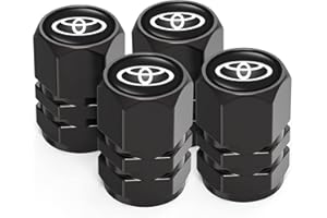 DR.LEXMOSS 4PCS Alloy Tire Valve Caps, Valve Stem Caps Compatible with Toyota Avalon Camry Prius Avalon Corolla RAV4 Highlander, Leak-Proof Dust Caps for Car Tyres, Black