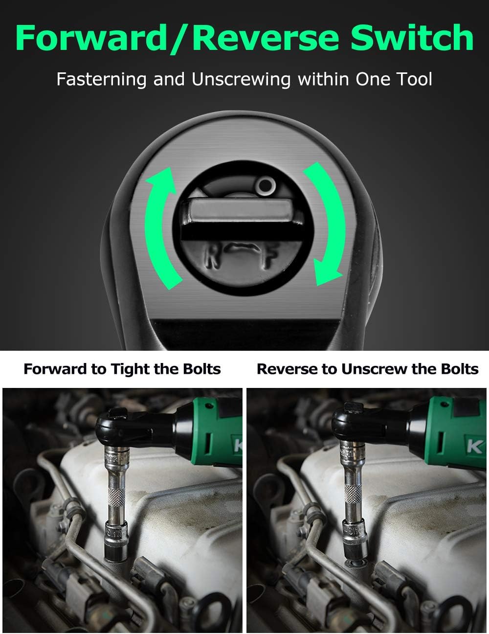Cordless Electric Ratchet Wrench, 3/8" 40 Ft-lbs 400 RPM 12V Power Ratchet Wrench Kit w/ 60-Min Fast Charge, Variable Speed Trigger, 1 Pack 2.0Ah Lithium-Ion Battery: Home Improvement