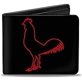 Buckle-Down Men's Wallet, Bifold, Chicken Stir Fry Japanese Characters Black Red, Vegan Leather, 4.0" x 3.5"