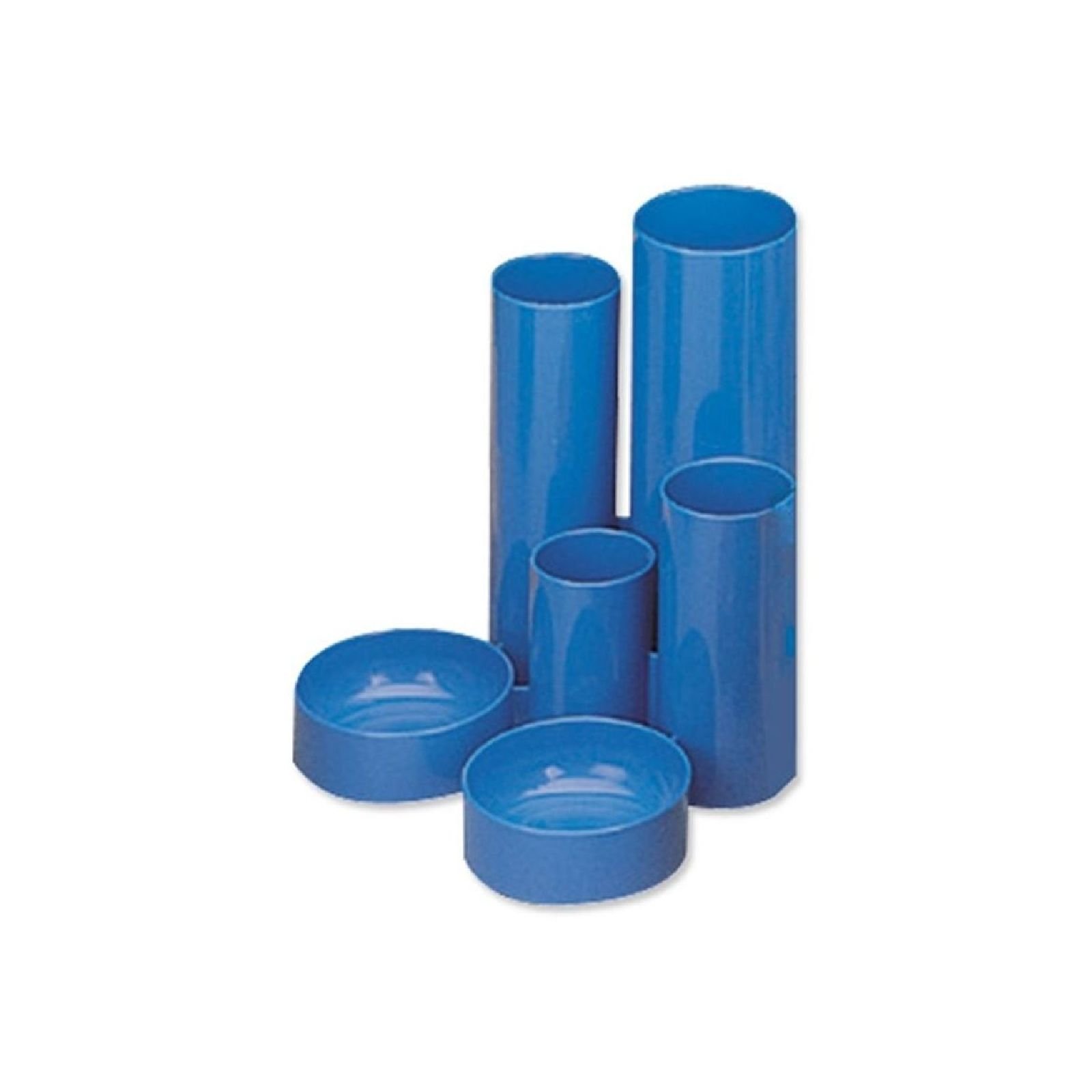 5 Star Office Desk Tidy with 6 Compartment Tubes Blue