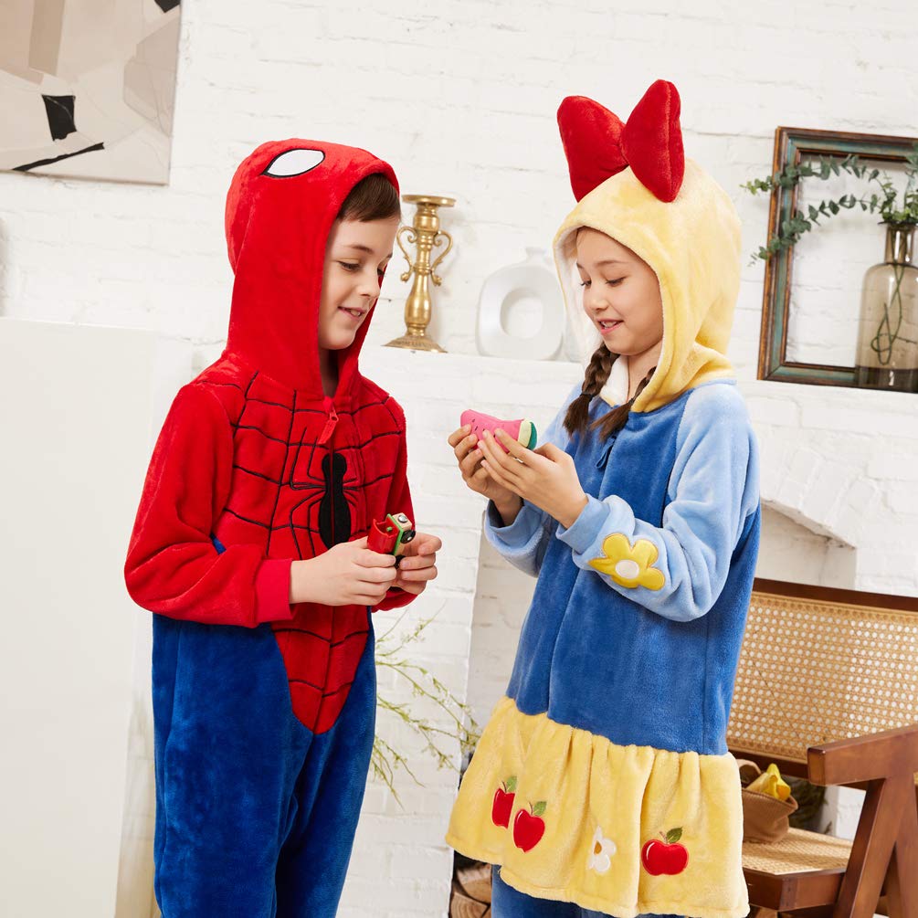 Kids Snug Fit Flannel Onesie Pajamas, Child Cartoon One-Piece Halloween Costume Boys Girls Gifts