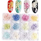 QIMYAR 3D Nail Art Natural Coral Tree Dried Flower Manicure Tips Decoration UV Gel Seal Sticker 12 Colors ...