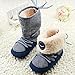 Voberry® Baby Boy Lace Up Stripe Soft Bottom Winter Snow Boots (8-12months, Blue)