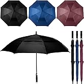 Reginary 3 Pack 62Inch Extra Large Golf Umbrella Automatic Open Oversize Travel Rain Umbrella Double Canopy Vented Windproof Waterproof Stick with Sponge Handle UV Protection for Men Women